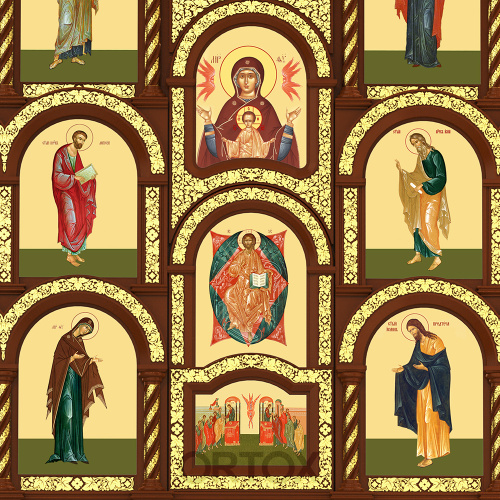 Иконостас "Владимирский" пятиярусный, цвет "кипарис" с золотом, 690х860х45 см фото 8