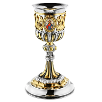 Потир "Торжественный" на 0,5 л, комбинированный, с фрагментарной позолотой и чернением, 15х23,5 см