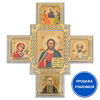 Крест в машину "5 ликов", пластик, 9х10 см (упаковка 25 шт.)