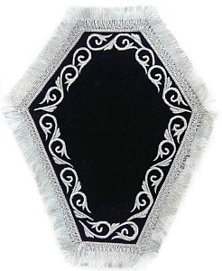 Плат под крест шестигранный черный вышитый, 26х33 см (серебряная бахрома)