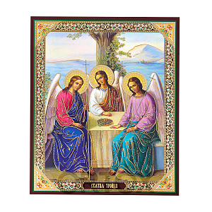 Икона Пресвятой Троицы, 15х18 см, бумага, УФ-лак №1 (бумага, УФ-лак)