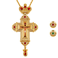 Крест наперсный с цепью, цинковый сплав, камни, 9х18,5 см