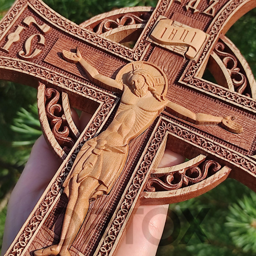 Крест напрестольный "Новгородский" деревянный прорезной, 17х30 см фото 8