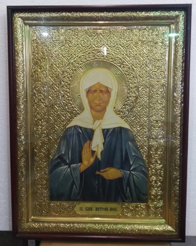 Икона большая храмовая блаженной Матроны Московской, прямая рама, 60х80 см, У 8-0042 фото 3
