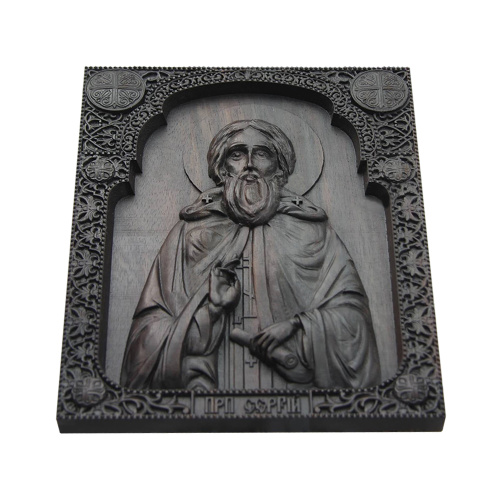 Икона преподобного Сергия Радонежского, деревянная резная фото 2