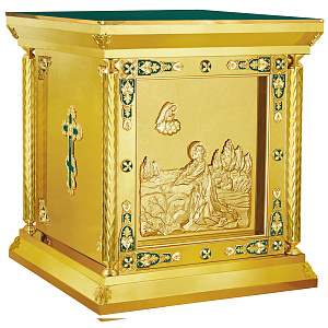 Жертвенник "Гефсиманский", эмаль, литье, высота 100 см (100х100х100 см зеленая ткань, литье)