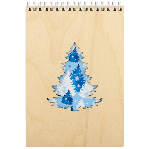 Блокнот с деревянной обложкой "Ель голубая", 21х14,8 см фото 2