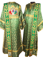 Облачение диаконское зеленое с вышивкой, шелк, икона Святой Троицы