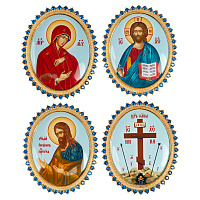 Накладки на митру (комплект из 4 штук) из ювелирного сплава в позолоте, с фианитами, №31