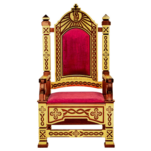 Архиерейский трон "Вятский", цвет "кипарис" с золотом (поталь), 78х72х150 см фото 2
