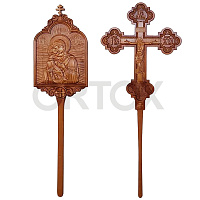 Запрестольные икона и крест, комплект, 66х160 см, ольха, резьба