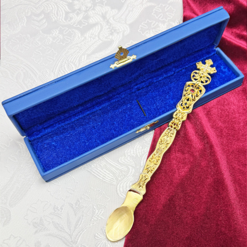 Лжица из ювелирного сплава в позолоте с фианитами, длина 24,5 см фото 9