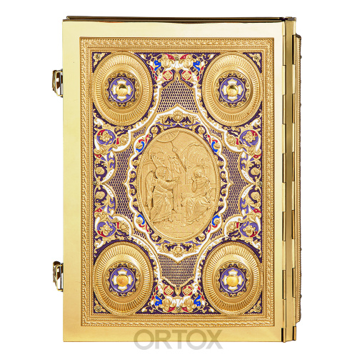 Апостол фиолетовый №1, полный оклад "под золото", эмаль, 23х30 см фото 5