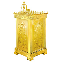 Панихидный стол на 50 свечей "Синайский", 50х50х90 см, чеканка