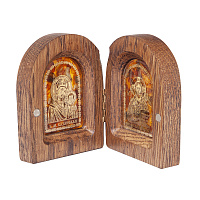Складень деревянный с ликами "Господь Вседержитель" и Богородица "Казанская", 8х6,3 см