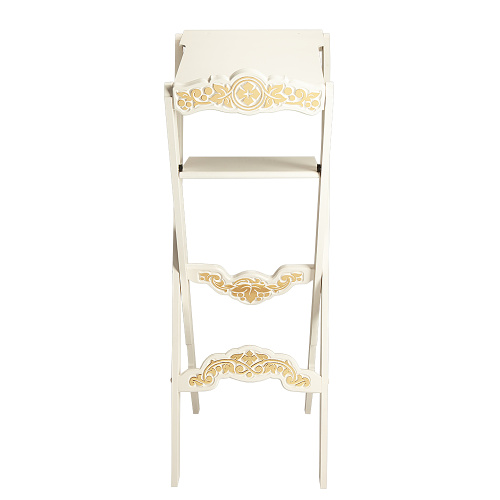 Аналой раскладной "Суздальский" белый с золотом (поталь), с полкой, высота 123 см фото 2