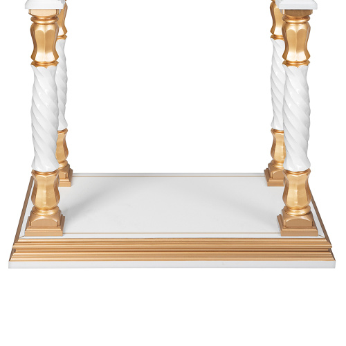 Панихидный стол на 100 свечей "Тверской" белый с золотом (патина), колонны, резьба, 85х50х96 см фото 6