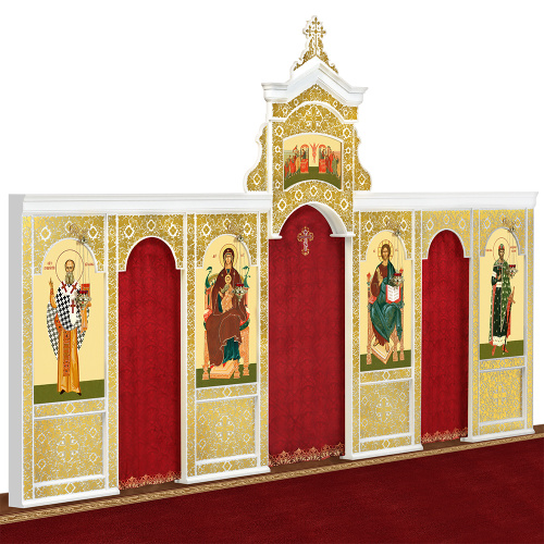 Иконостас деревянный "Суздальский" одноярусный белый с золотом (поталь), 608х378х25,4 см фото 3