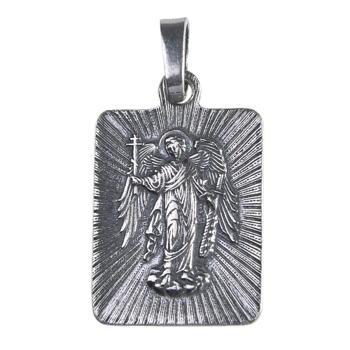 Образок мельхиоровый с ликом Архангела Михаила, серебрение фото 3
