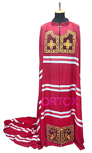 Архиерейская мантия красная с вышитыми скрижалями (скрижали с крестами)