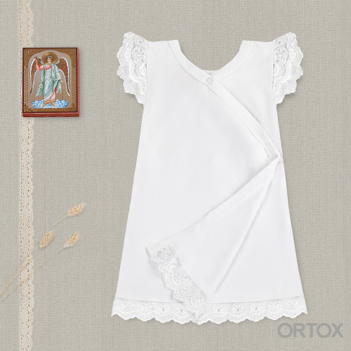 Платье для крещения белое из хлопка, размер в ассортименте фото 2