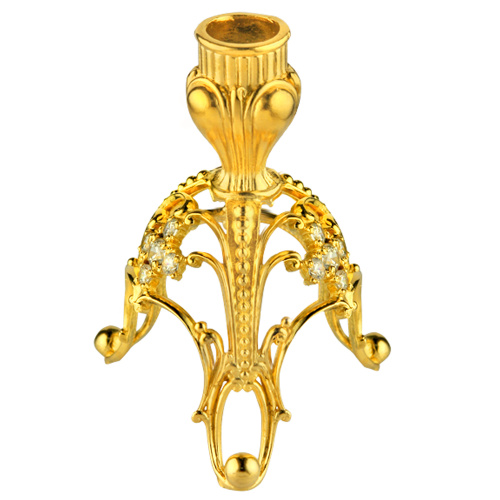 Подсвечник настольный, ювелирный сплав, позолота, фианиты, 5х6 см фото 2