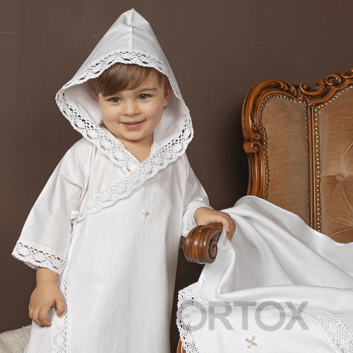Рубашка для крещения "Нежное кружево" на 3 года белая, фланель фото 4