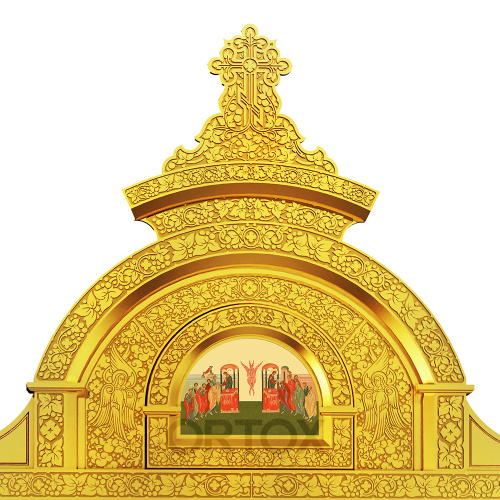Иконостас "Владимирский" двухъярусный позолоченный, 690х528х40 см фото 8