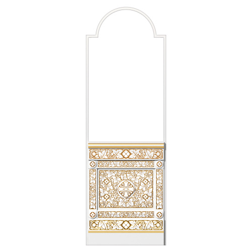 Диаконская дверь для "Романовского" иконостаса белая с золотом (патина), 220х70х10 см фото 3