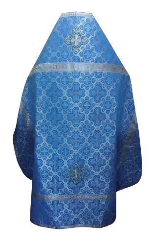Иерейское облачение голубое, шелк, серебряный галун с рисунком "крест" фото 2