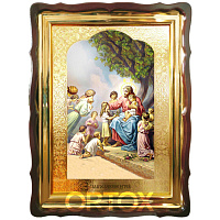 Икона большая храмовая Благословение детей, фигурная рама