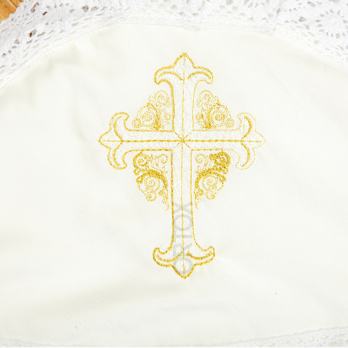 Комплект для крещения "Мечта" белый: рубашка и кружевная пеленка, хлопок, размер 80 фото 3