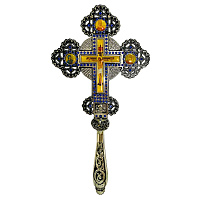 Крест требный, цинковый сплав, камни, 15х30 см, цвет "под серебро"