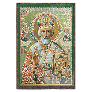Икона святителя Николая Чудотворца, МДФ №2, 4х6 см (печать)