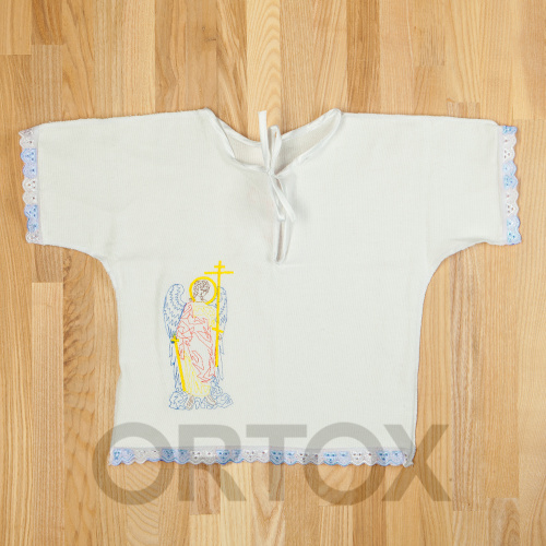 Рубашка для крещения на младенца (1 год), белая, фланель, вышивка фото 5