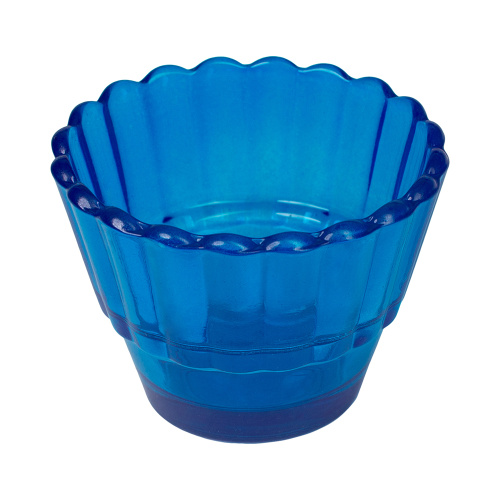 Стаканчик для лампады стеклянный рифленый синий, 8,1х6,3 см