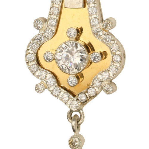 Крест наперсный из ювелирного сплава в серебрении с цепью, фрагментарная позолота, белые фианиты, вы фото 4 Крест наперсный из ювелирного сплава в серебрении с цепью, фрагментарная позолота, белые фианиты, вы фото 4