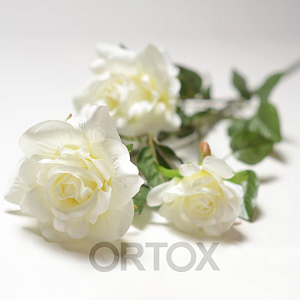 Цветы искусственные "Ветка розы" №2, цвета в ассортименте (белый)