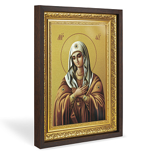 Икона Божией Матери "Умиление" (Серафимо-Дивеевская), в широком багете, цвет "темный дуб", на холсте, с золочением (33,5х42,2 см (под икону А4))