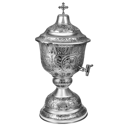 Водосвятный бак на 8 л, с краном, латунь, никелирование, 39х70 см Водосвятный бак на 8 л, с краном, латунь, никелирование, 39х70 см