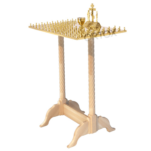 Панихидный стол на 70-100 свечей "Суздальский", цвет натуральное дерево, колонны, высота 100 см фото 2