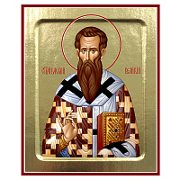 Икона святителя Василия Великого, на дереве, золочение (поталь), 12,5х16 см