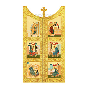 Царские врата для "Суздальского" иконостаса позолоченные (ясень, поталь, 105,6х10х180 см)