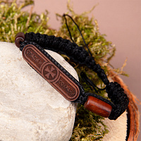 Браслет плетеный "Спаси и сохрани", со вставками из самшита