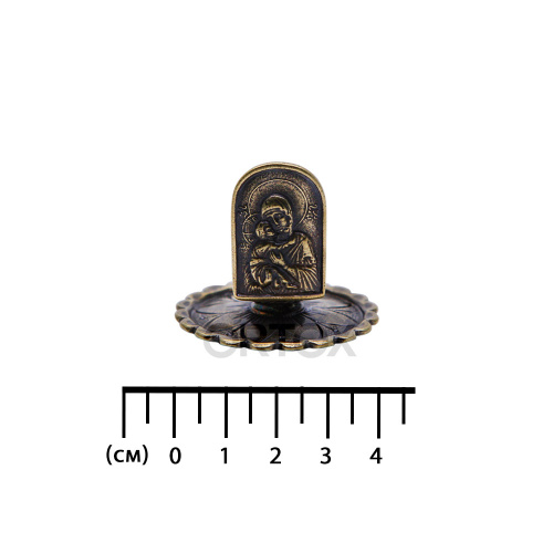 Подсвечник настольный литой с ручкой "Богородица", бронза, 3,4х3 см фото 5