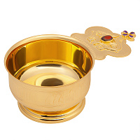 Ковш для запивки большой из ювелирного сплава в позолоте, фианиты, на ножке, Ø 9 см