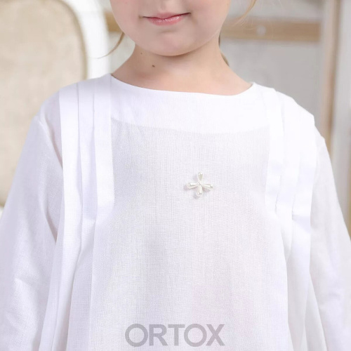 Рубашка для крещения "Звездочка" белая из муслина, размер в ассортименте фото 5