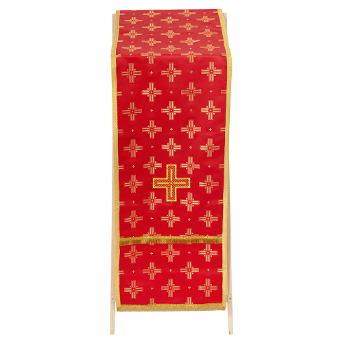 Накидка на аналой перекидная, шелк "Святительский", красная с золотом, 45,5х200 см фото 2