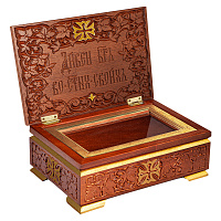 Ковчег для мощей "Суздальский", цвет "кипарис" с золотом (поталь), резной, 30х20 см