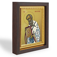 Икона святителя Марка Эфесского, в узком багете, цвет "темный дуб", на холсте, с золочением